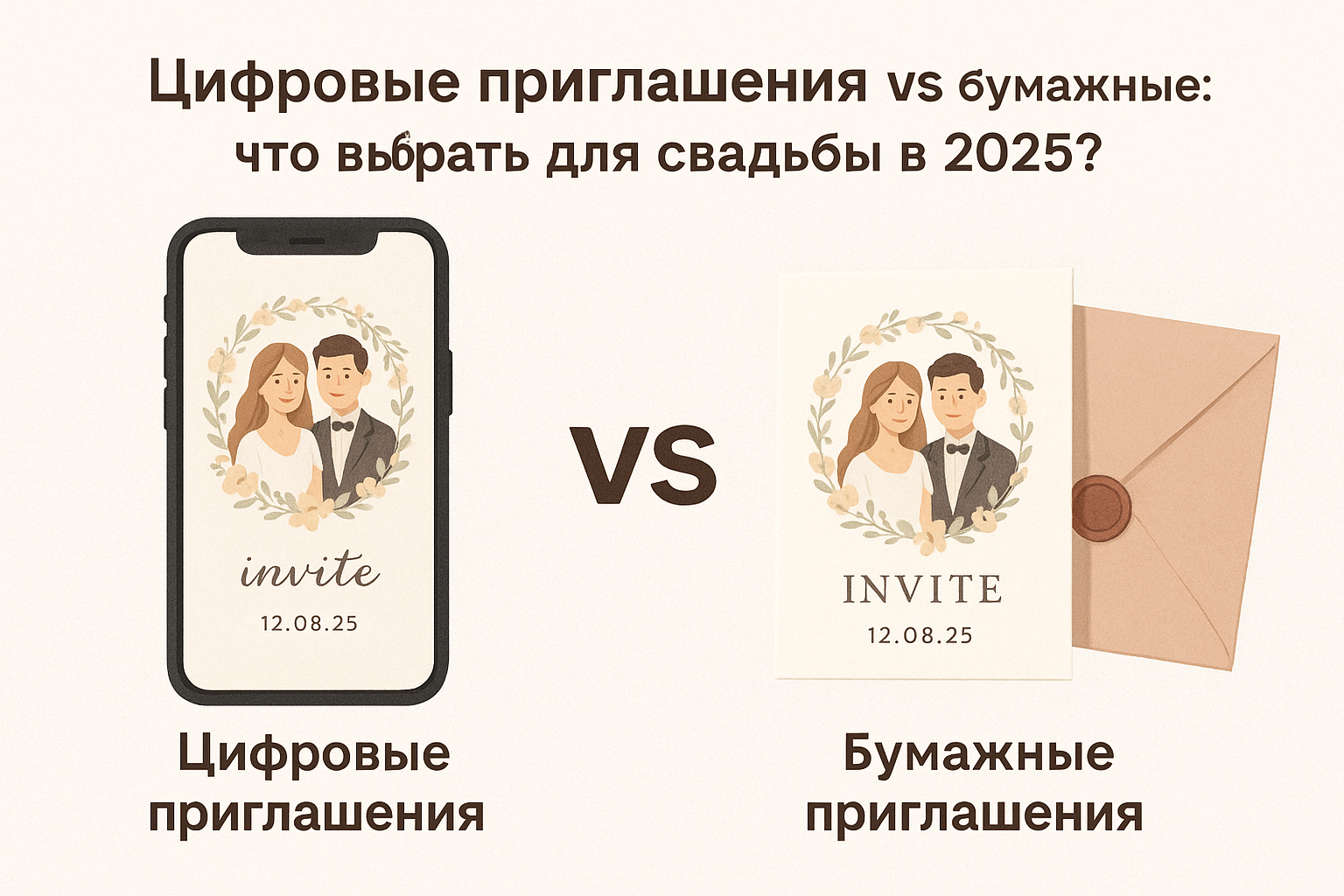 Цифровые приглашения vs бумажные: что выбрать для свадьбы в 2025?