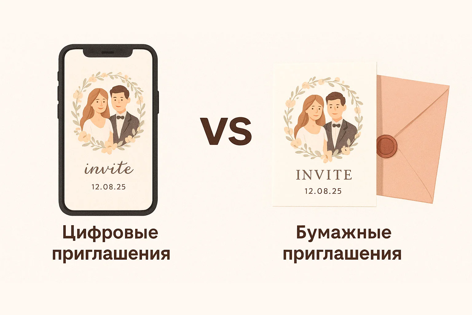 Цифровые приглашения vs бумажные: что выбрать для свадьбы в 2025?